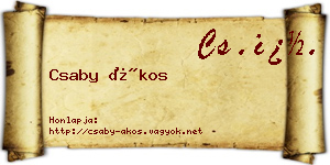 Csaby Ákos névjegykártya